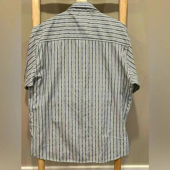 ✨Mecca USA Vintage Short Sleeve Button Shirt - Mens XL blue stripe embroidery - Picture 2 of 9